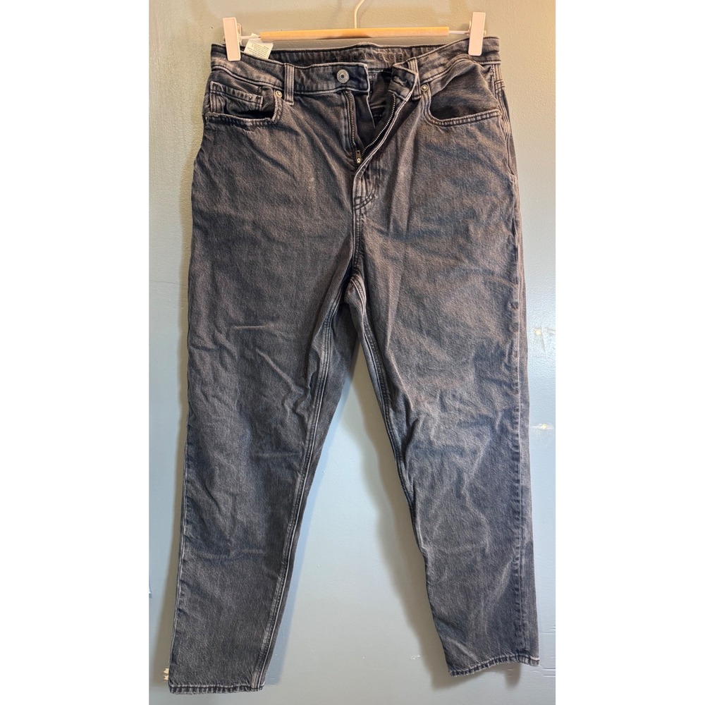 American Eagle Mom Jeans Washed Black High Rise Denim Pants Womens Size 8